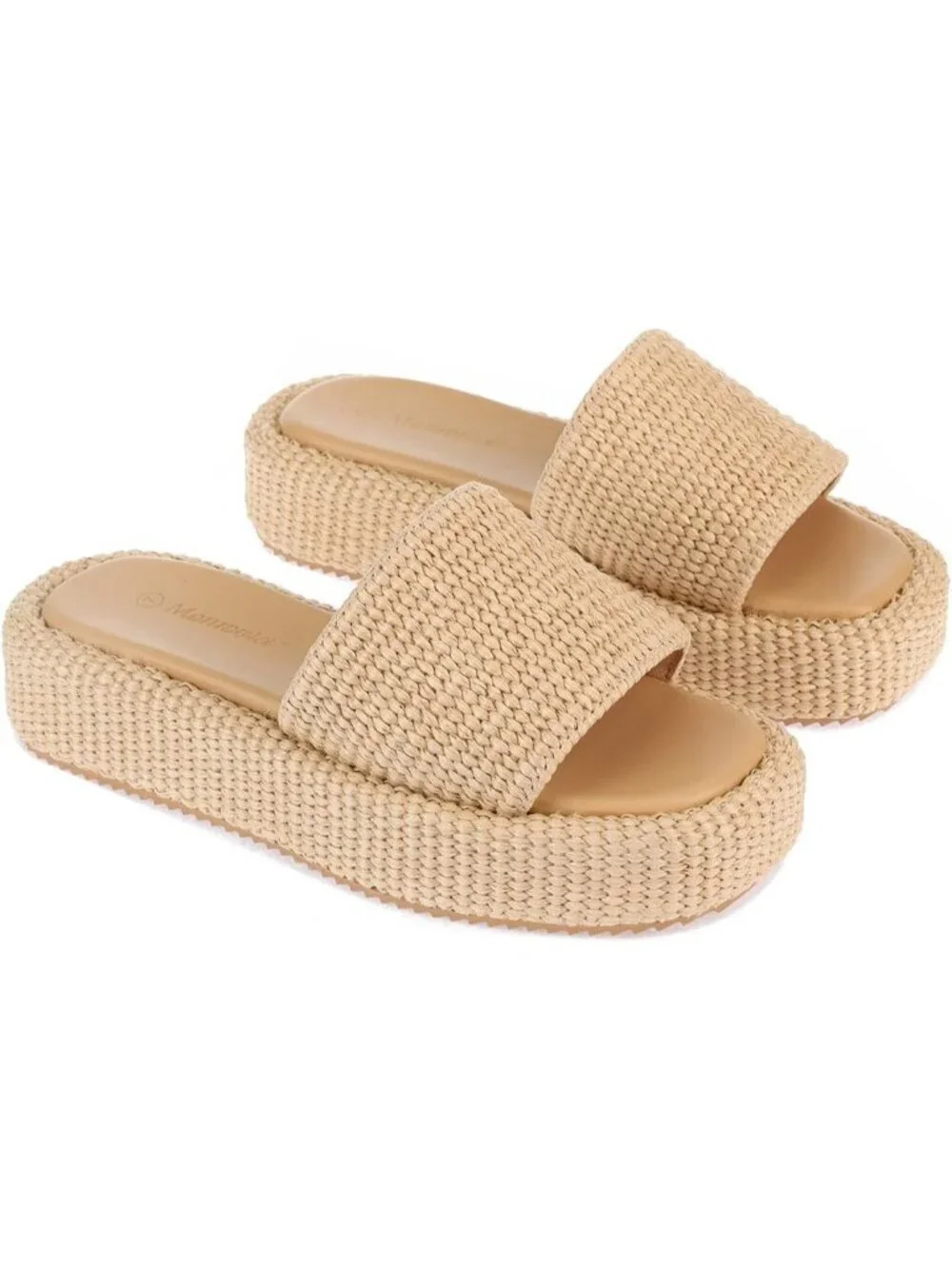 Women's Natural Rubber Woven Straw Beach Slip On Comfortable Casual Platform